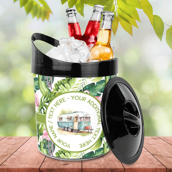 Flamingo & Camping Plastic Ice Bucket - Lifestyle