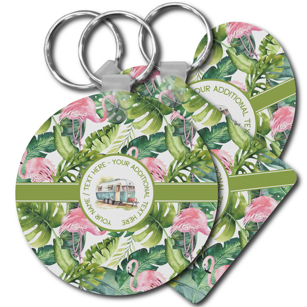 Custom Flamingo & Camping Plastic Keychain (Personalized)