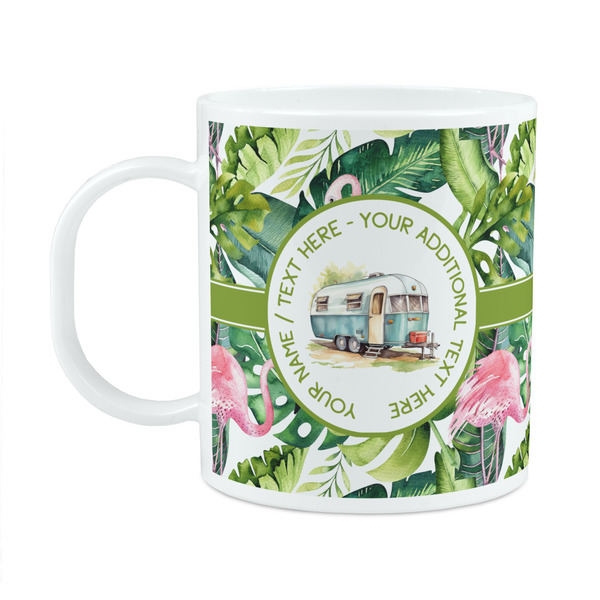Custom Flamingo & Camping Plastic Kids Mug (Personalized)
