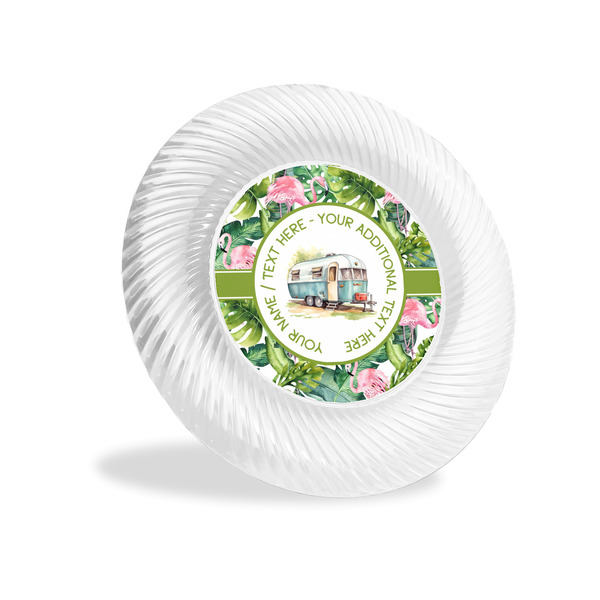 Custom Flamingo & Camping Plastic Party Appetizer & Dessert Plates - 6" (Personalized)
