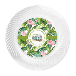 Flamingo & Camping Plastic Party Dinner Plates - 10" (Personalized)