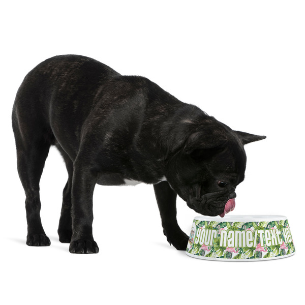 Flamingo & Camping Plastic Pet Bowls - Medium - Lifestyle