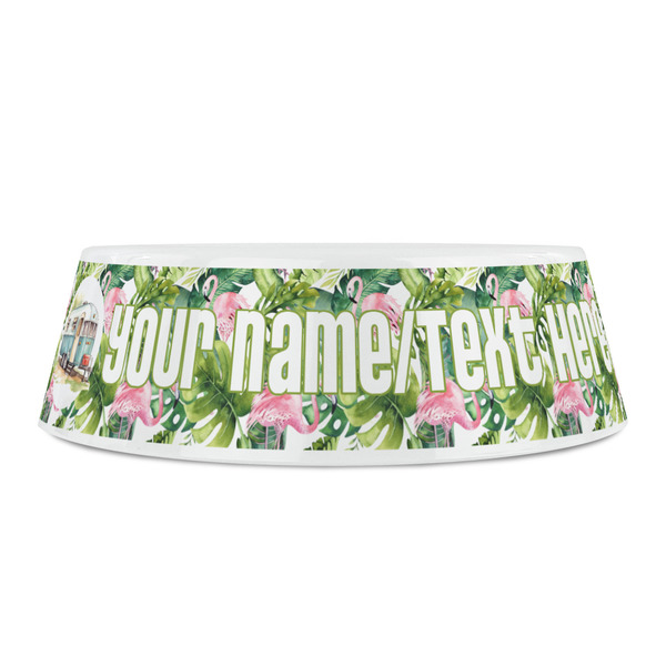 Flamingo & Camping Plastic Pet Bowls - Small - Front