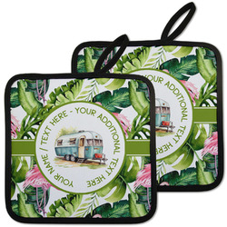 Flamingo & Camping Pot Holders - Set of 2 (Personalized)