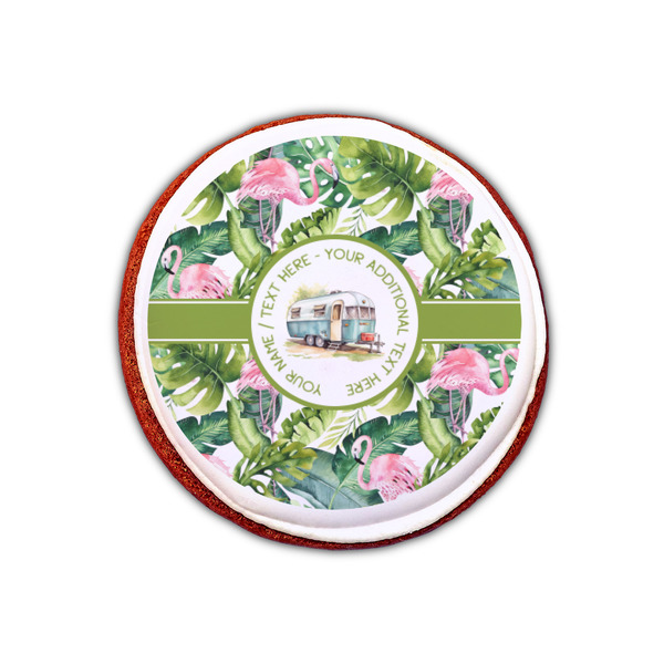 Flamingo & Camping Printed Icing Circle - XSmall - On Cookie