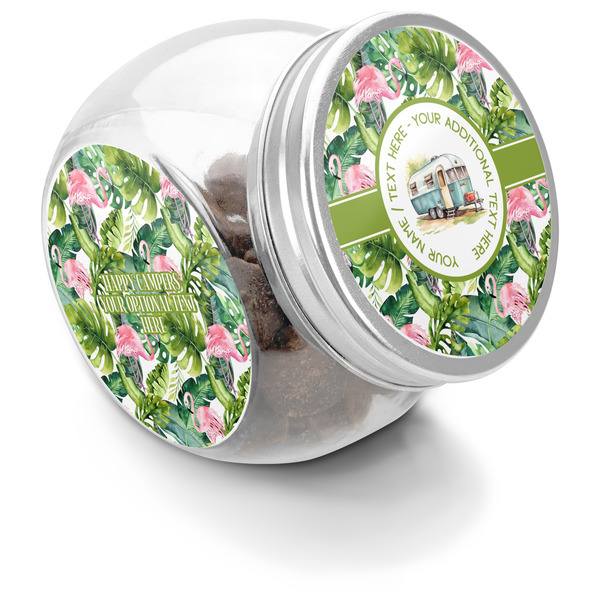 Custom Flamingo & Camping Puppy Treat Jar (Personalized)