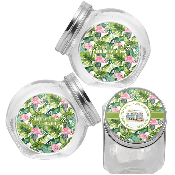 Flamingo & Camping Puppy Treat Jar - Top Left Right