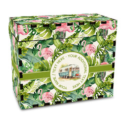 Flamingo & Camping Wood Recipe Box - Full Color Print (Personalized)