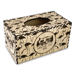 Flamingo & Camping Wood Tissue Box Cover - Rectangle