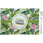 Flamingo & Camping Rectangular Glass Appetizer / Dessert Plate (Personalized)