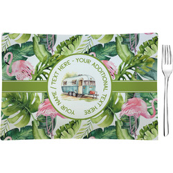 Flamingo & Camping Rectangular Glass Appetizer / Dessert Plate (Personalized)