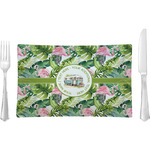 Flamingo & Camping Glass Rectangular Lunch / Dinner Plate - Single (Personalized)