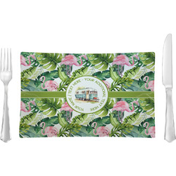 Flamingo & Camping Rectangular Glass Lunch / Dinner Plate (Personalized)