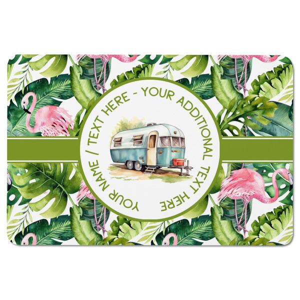 Flamingo & Camping Rectangular Fridge Magnet - FRONT