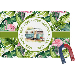 Flamingo & Camping Rectangular Fridge Magnet (Personalized)