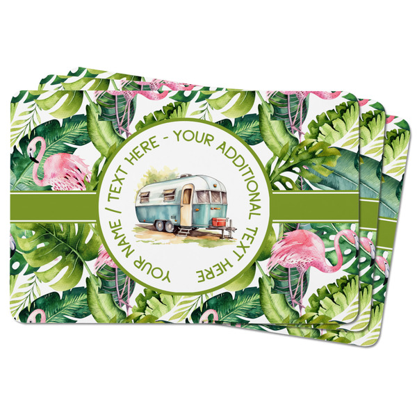 Flamingo & Camping Rectangular Fridge Magnet - THREE