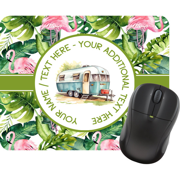 Custom Flamingo & Camping Rectangular Mouse Pad (Personalized)