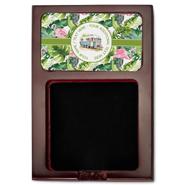 Flamingo & Camping Red Mahogany Sticky Note Holder - Flat