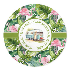 Flamingo & Camping Round Indoor Area Rug - 5' - 60" (Personalized)