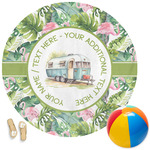 Flamingo & Camping Round Beach Towel (Personalized)