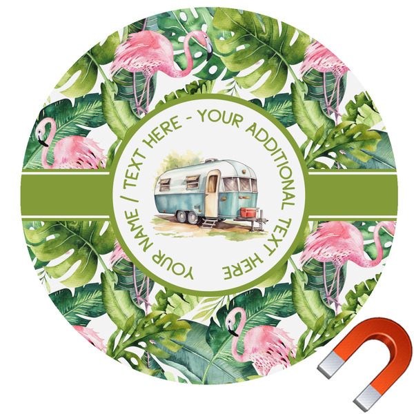 Custom Flamingo & Camping Car Magnet (Personalized)