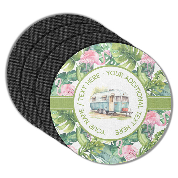 Flamingo & Camping Round Coaster Rubber Back - Main