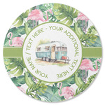 Flamingo & Camping Round Rubber Backed Coaster - Single (Personalized)