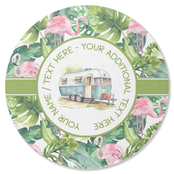 Flamingo & Camping Round Coaster Rubber Back - Single