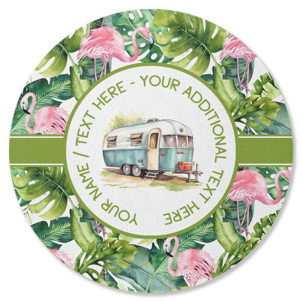Flamingo & Camping Round Coaster Rubber Back - Single