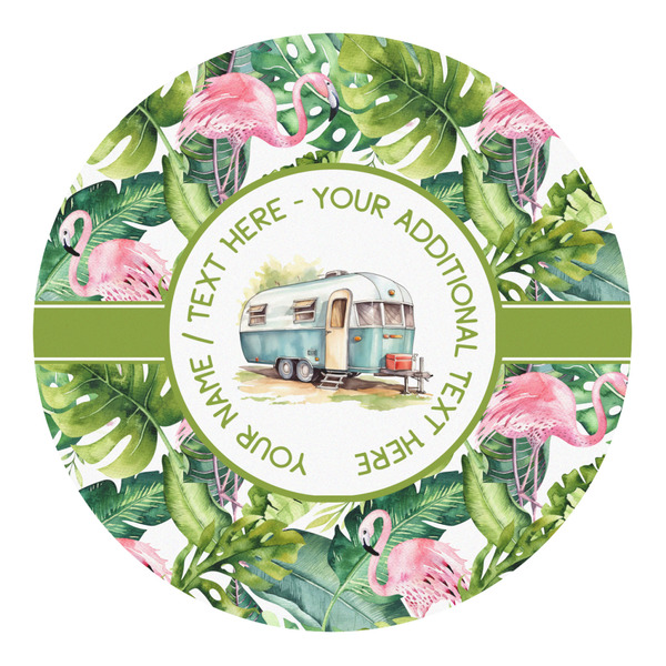 Custom Flamingo & Camping Round Decal - Large (Personalized)