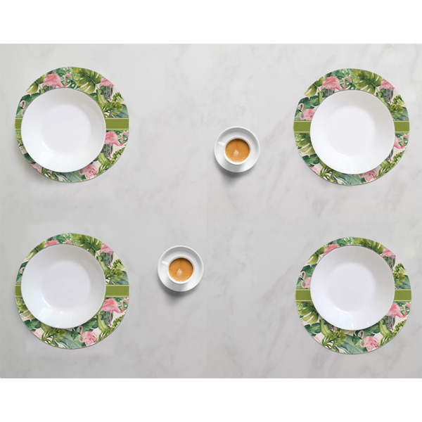 Flamingo & Camping Round Linen Placemats - LIFESTYLE (set of 4)