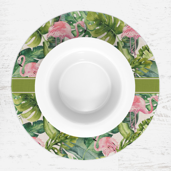 Flamingo & Camping Round Linen Placemats - LIFESTYLE (single)
