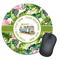 Flamingo & Camping Round Mouse Pad (Personalized)