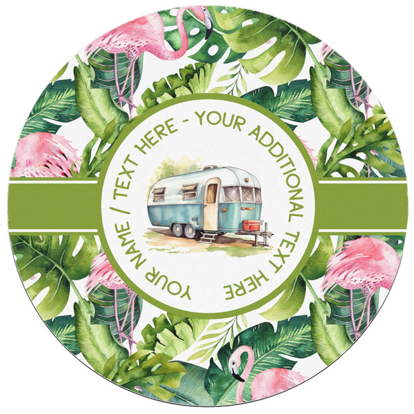 Flamingo & Camping Round Mousepad - APPROVAL