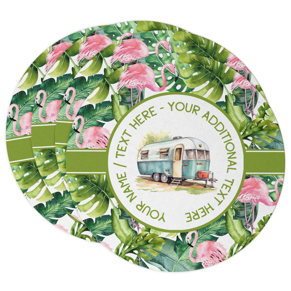 Custom Flamingo & Camping Round Paper Coasters (Personalized)