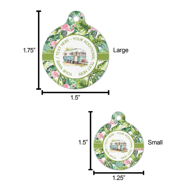 Flamingo & Camping Round Pet ID Tag - Comparison Scale