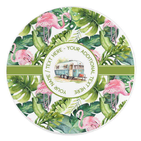 Custom Flamingo & Camping Round Stone Trivet (Personalized)