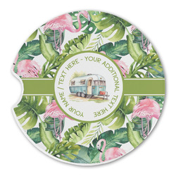 Flamingo & Camping Sandstone Car Coaster - Single (Personalized)
