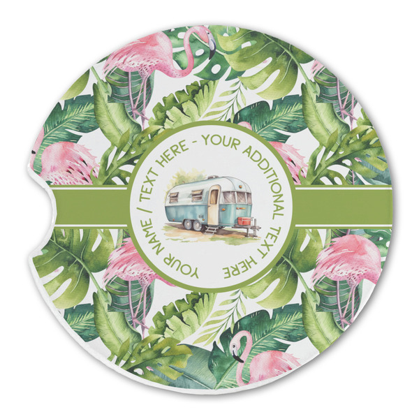 Flamingo & Camping Sandstone Car Coaster - Single