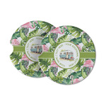 Flamingo & Camping Sandstone Car Coasters (Personalized)