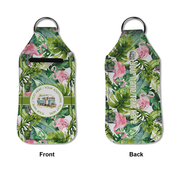 Flamingo & Camping Sanitizer Holder Keychain - Large APPROVAL (Flat)