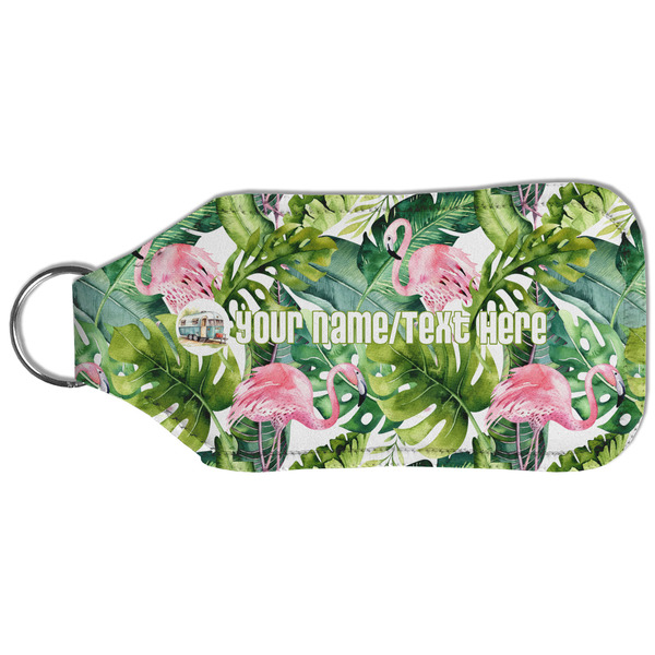 Flamingo & Camping Sanitizer Holder Keychain - Large (Back)