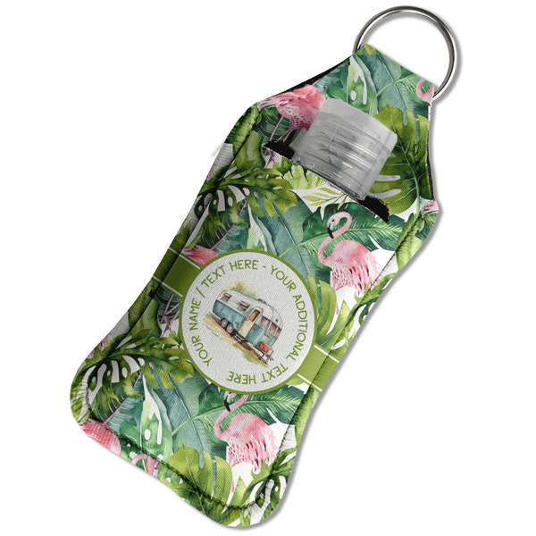 Flamingo & Camping Sanitizer Holder Keychain - Large in Case
