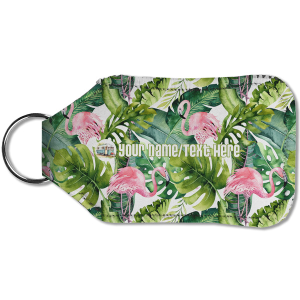 Flamingo & Camping Sanitizer Holder Keychain - Small (Back)