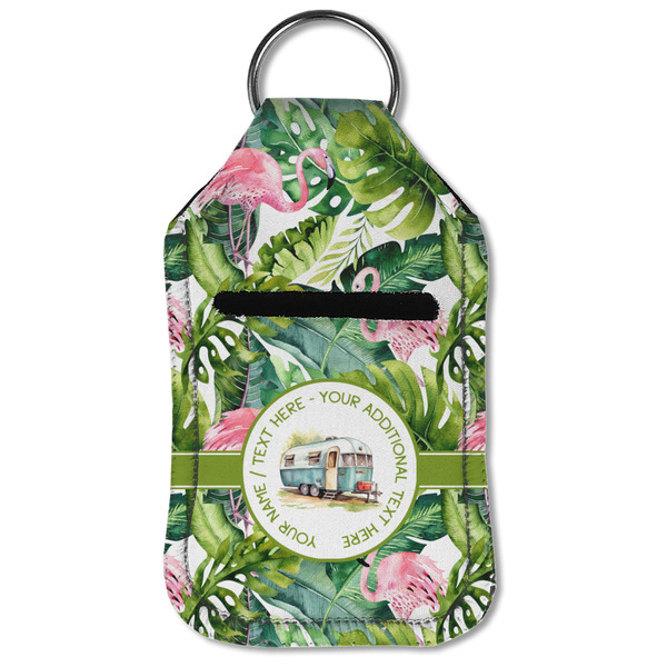 Flamingo & Camping Sanitizer Holder Keychain - Small (Front Flat)