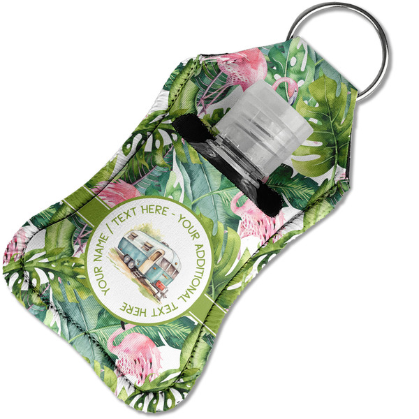 Flamingo & Camping Sanitizer Holder Keychain - Small in Case