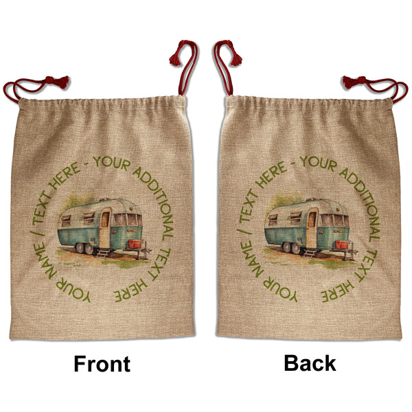 Flamingo & Camping Santa Bag - Front and Back