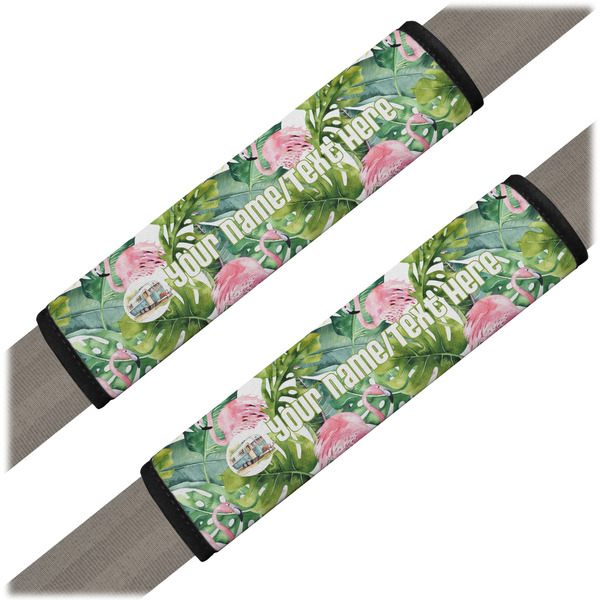 Custom Flamingo & Camping Seat Belt Covers - Set of 2