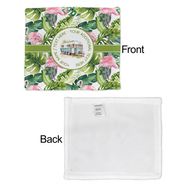 Flamingo & Camping Security Blanket - Front & White Back View