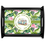 Flamingo & Camping Black Wooden Tray - Large (Personalized)